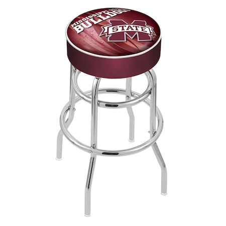 Holland Bar Stool Co 30" Mississippi State Cushion Seat, 2-Ring Chrome Swivel Bar Stool L7C130MssStU-D2